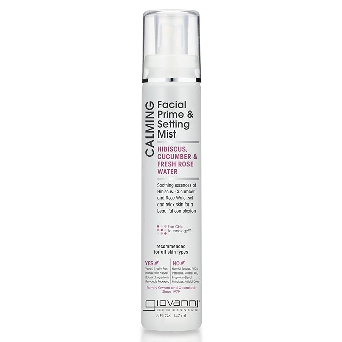 GIOVANNI Calming Facial Prime Setting Mist - Hibiscus, Cucumber & Fresh Rose Water by College Liquidation