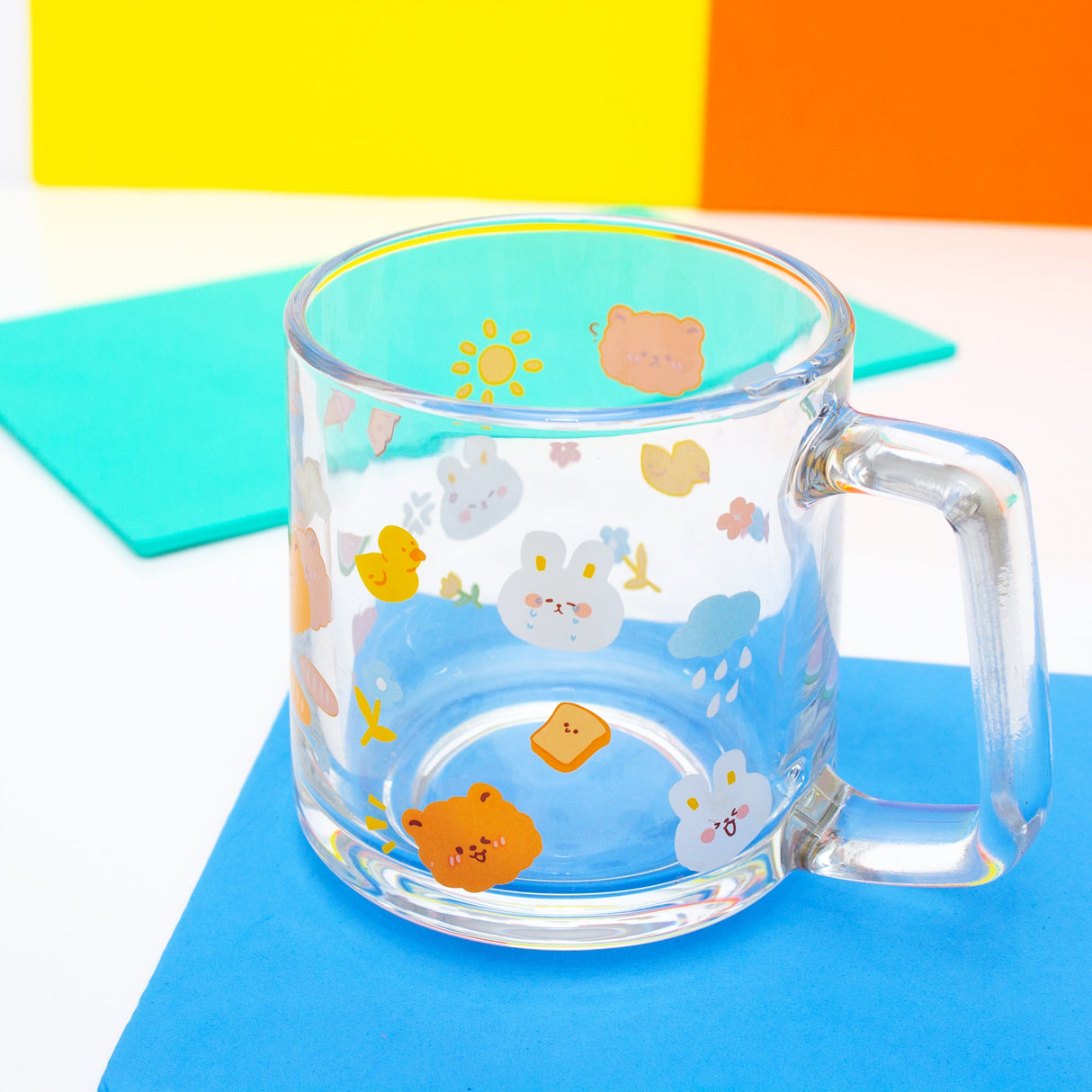 Set Of Four Modern Printed Glass Mugs by Izhar Studio- CA