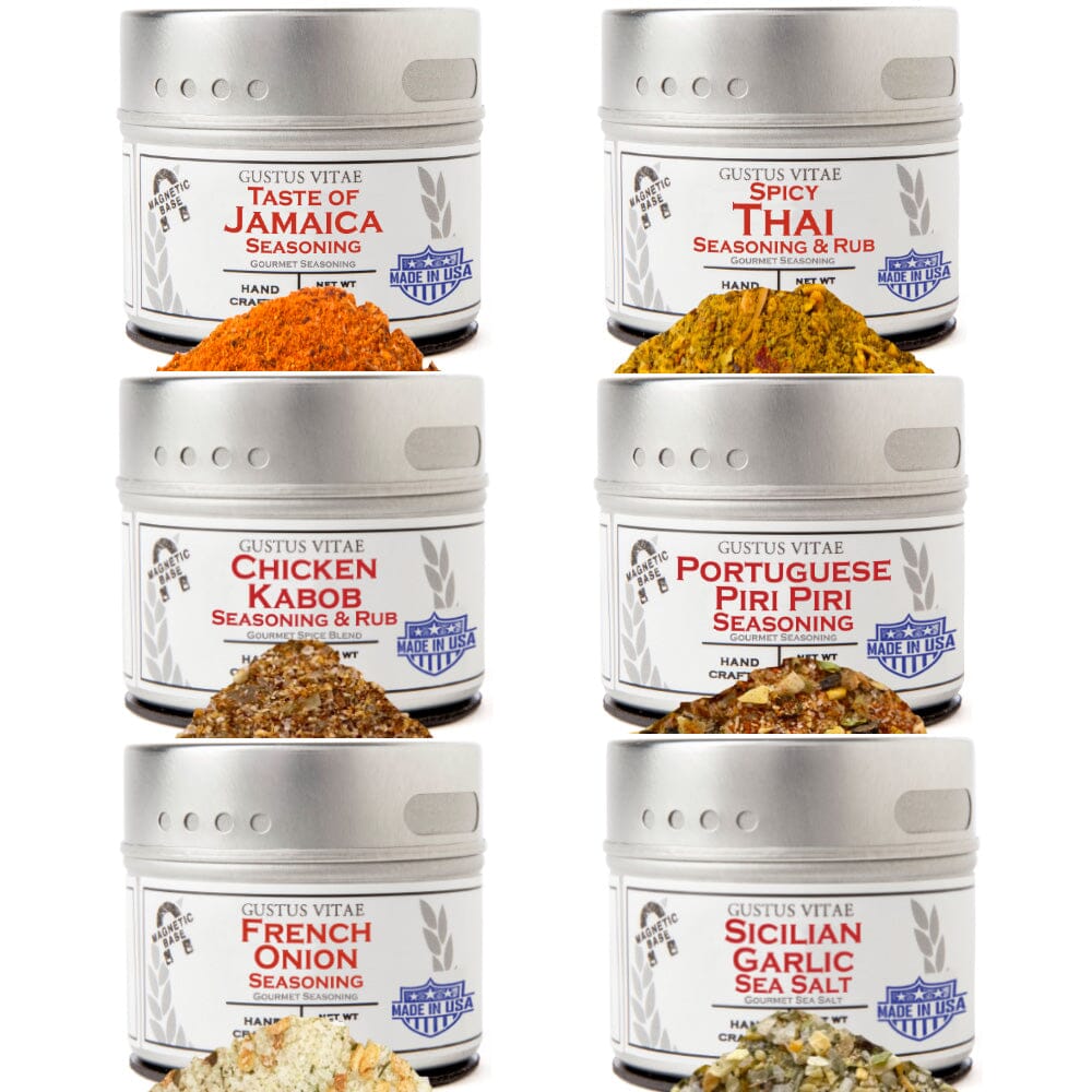 Global Chicken Air Fryer Seasoning Set - Artisanal Spice Blends Six Pack by Gustus Vitae