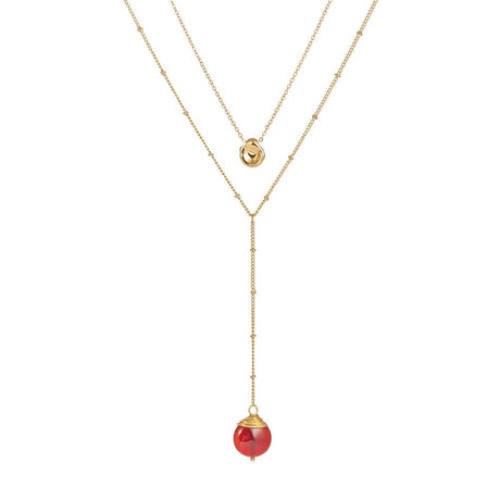 Gold Layered Necklace for Women with Acrylic Color Stone by Hollywood Sensation®