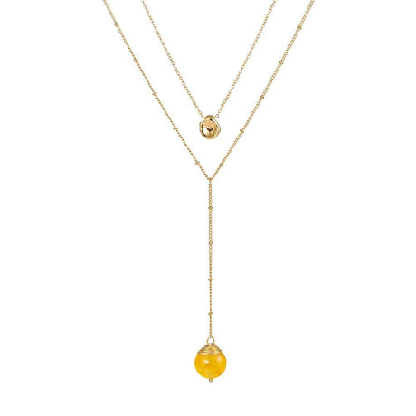 Gold Layered Necklace for Women with Acrylic Color Stone by Hollywood Sensation®