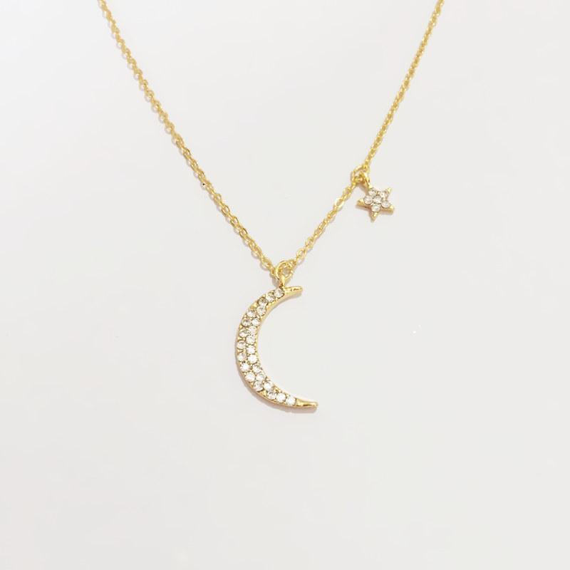 Gold Moon and Star Necklace for Women by Hollywood Sensation®