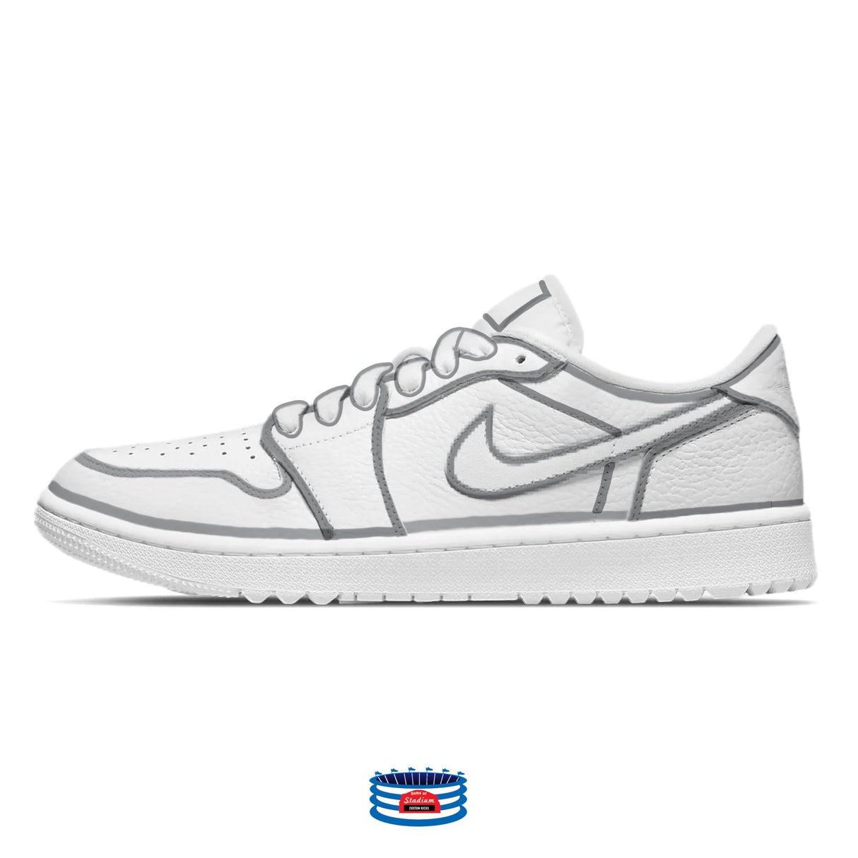 "Gray Lines" Jordan 1 Golf Shoes by Stadium Custom Kicks