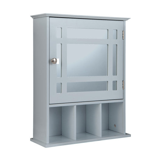 Wall Mounted and Mirrored Bathroom Cabinet-Gray