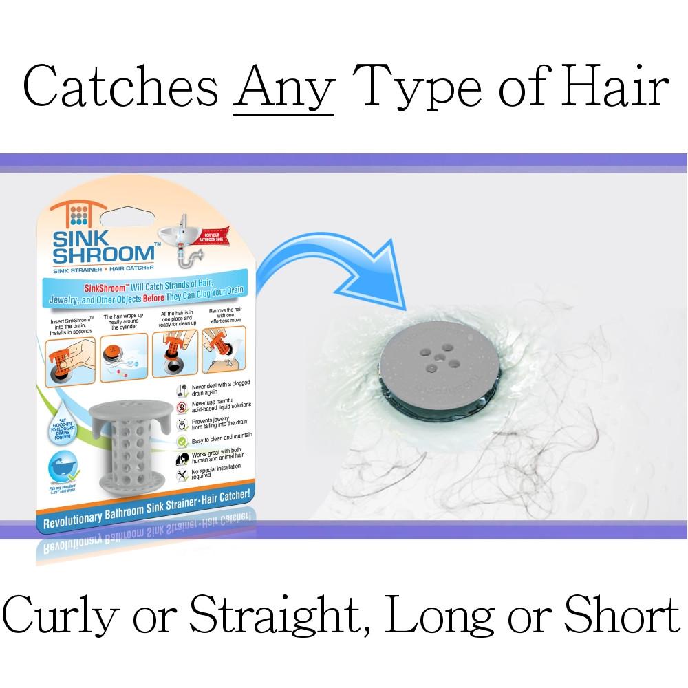 SinkShroom® (Gray) The Hair Catcher That Prevents Clogged Bathroom Sink Drains by TubShroom.com