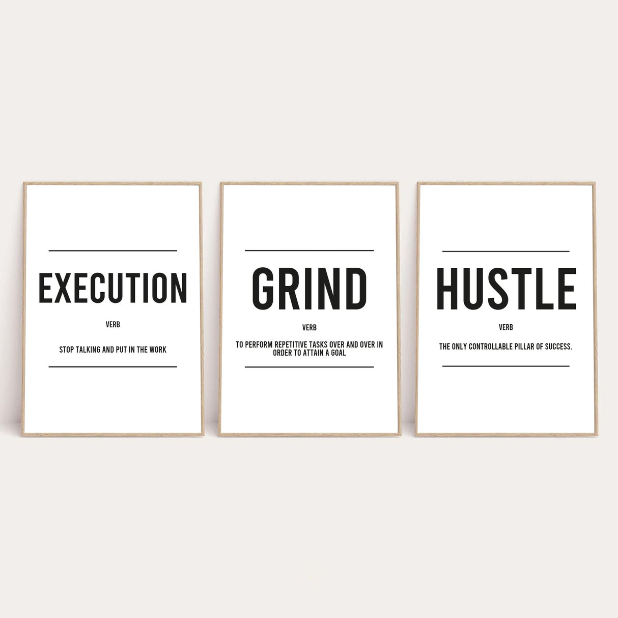 Grind Hustle Execution Inspirational Wall Decor Quote Print Set Of 3 by WinsterCreations™ Official Store