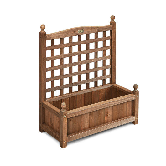 Wood Planter Box with Trellis Weather-resistant Outdoor