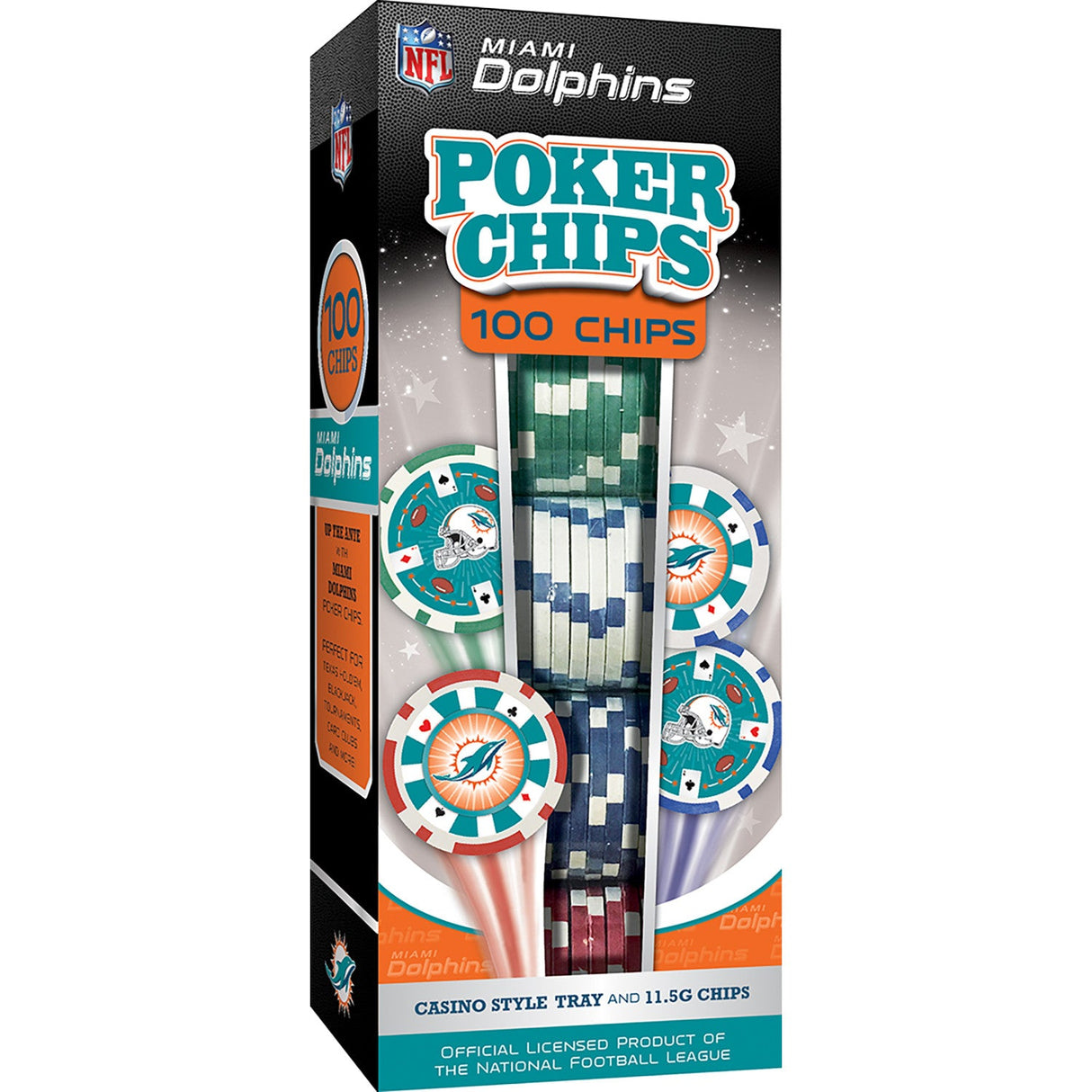 Miami Dolphins 100 Piece Poker Chips by MasterPieces Puzzle Company INC