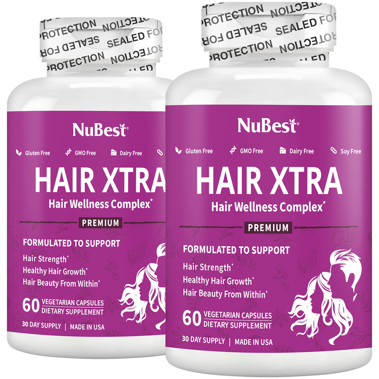 Hair Xtra, Premium Hair Growth Support for Men & Women, 60 Vegan Capsules by NuBest Nutrition®