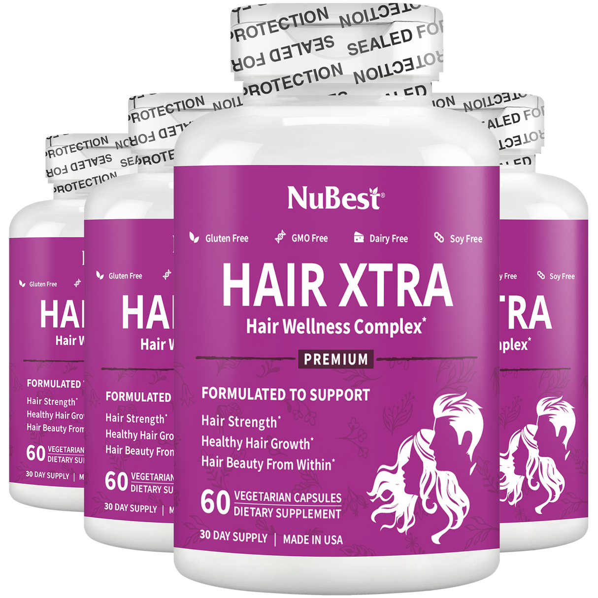 Hair Xtra, Premium Hair Growth Support for Men & Women, 60 Vegan Capsules by NuBest Nutrition®