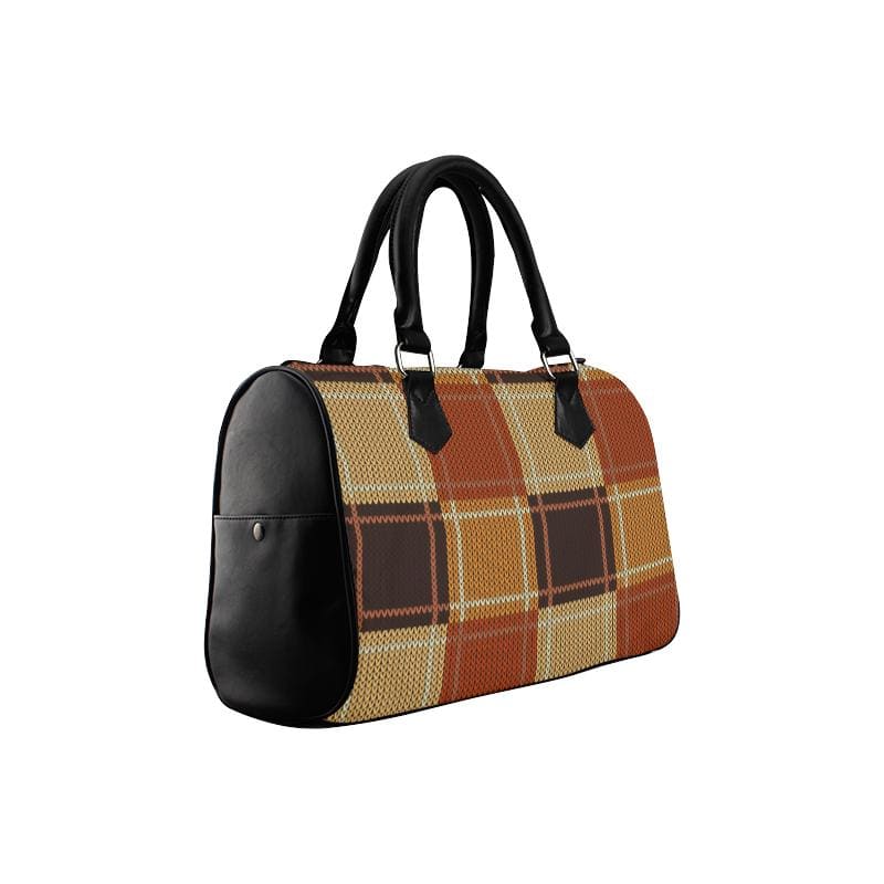 Handbags, Brown Checker Boston Style Top-handle Bag by inQue.Style