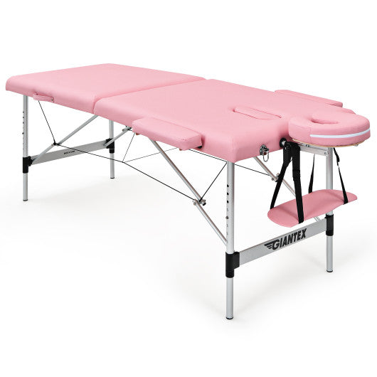 84 Inch L Portable Adjustable Massage Bed with Carry Case for Facial Salon Spa -Pink