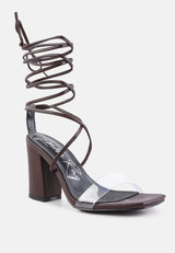 high cult strappy tie-up block heels by London Rag