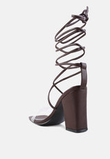 high cult strappy tie-up block heels by London Rag