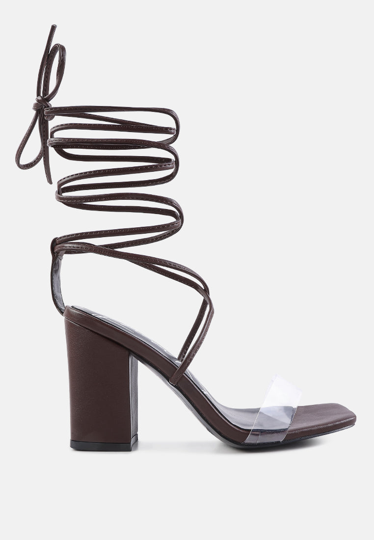 high cult strappy tie-up block heels by London Rag