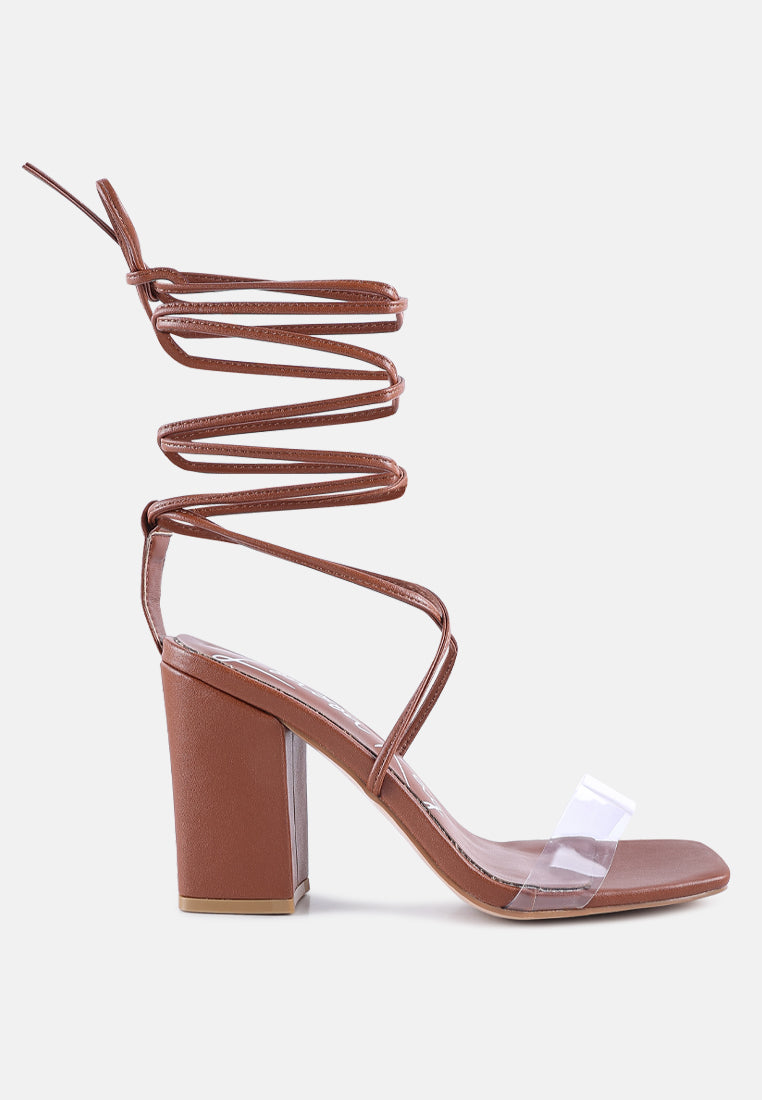 high cult strappy tie-up block heels by London Rag