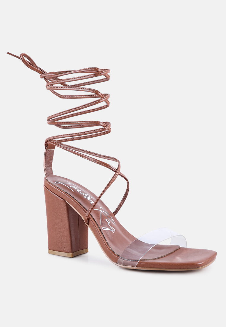 high cult strappy tie-up block heels by London Rag