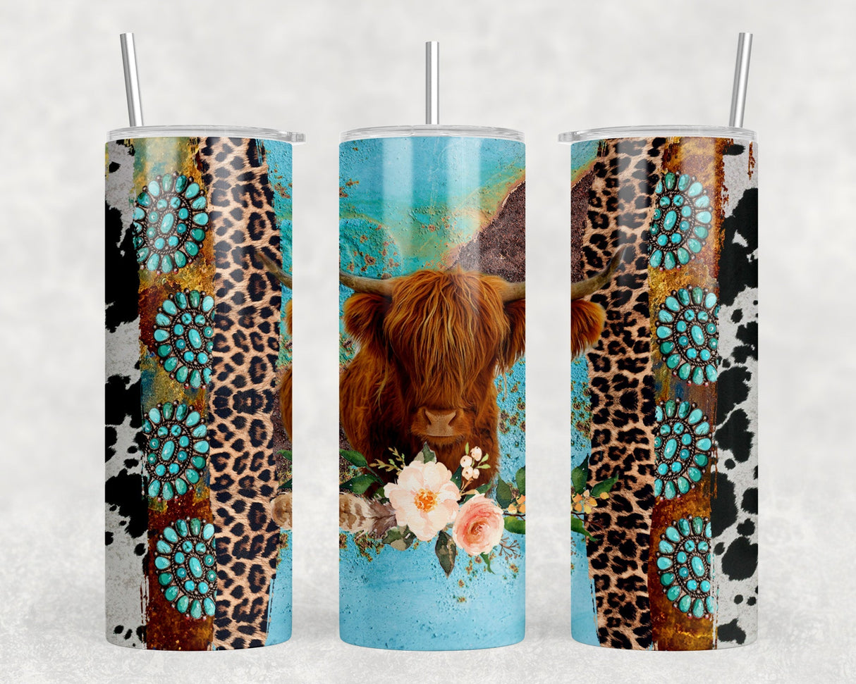 Highland Cow|Skinny Tumbler|Optional Bluetooth Speaker| Speaker Color Varies by Rowdy Ridge Co