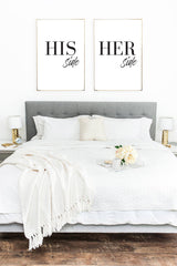 His & Hers Side Bold Couple Black Set Of 2 Bedroom Prints by WinsterCreations™ Official Store