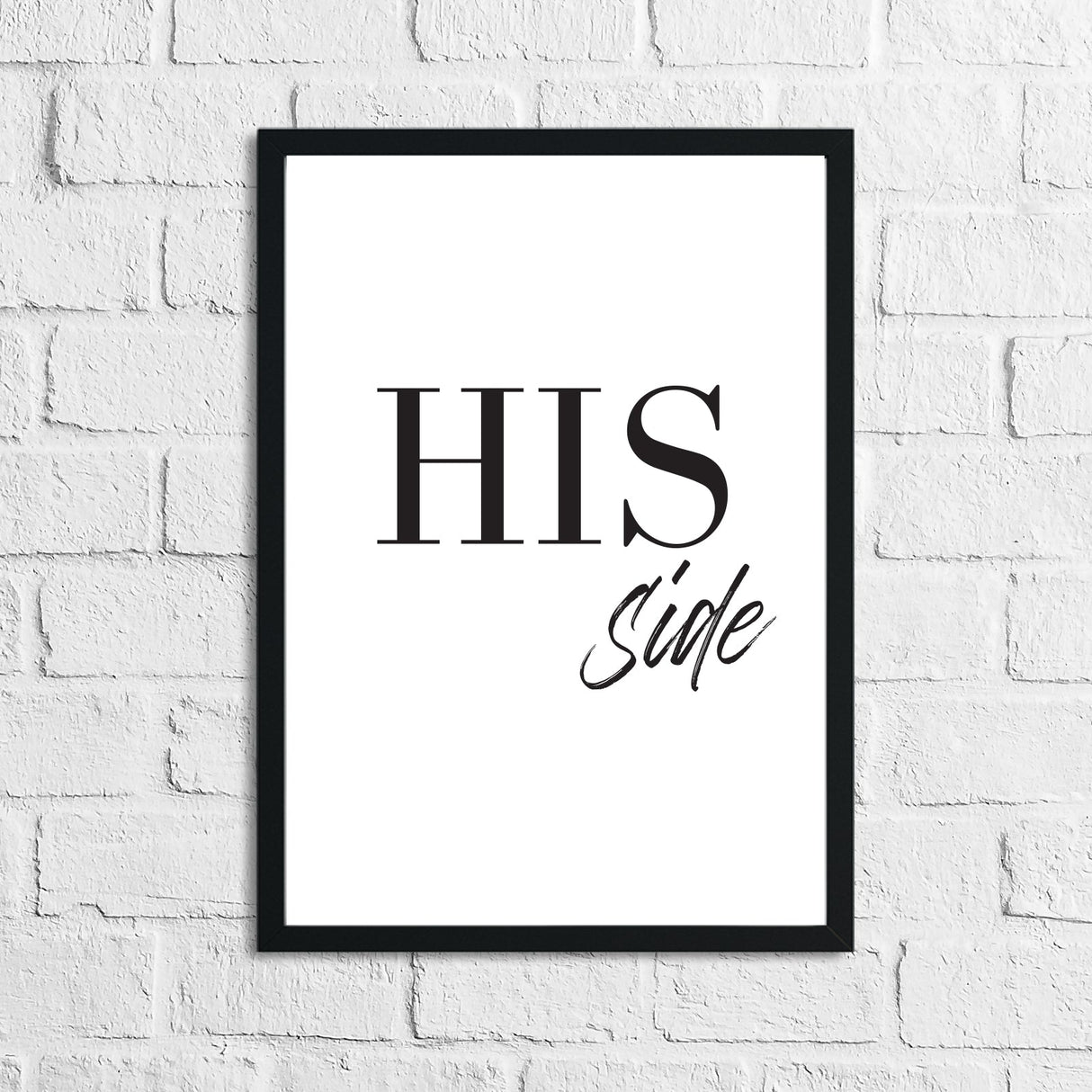 His & Hers Side Bold Couple Black Set Of 2 Bedroom Prints by WinsterCreations™ Official Store