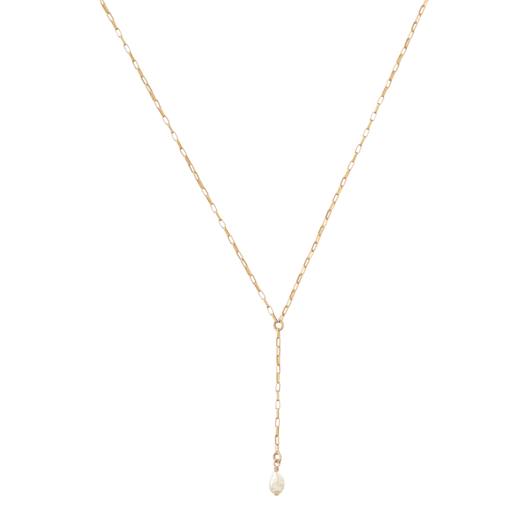 Pearl Drop Lariat Necklace by Urth and Sea