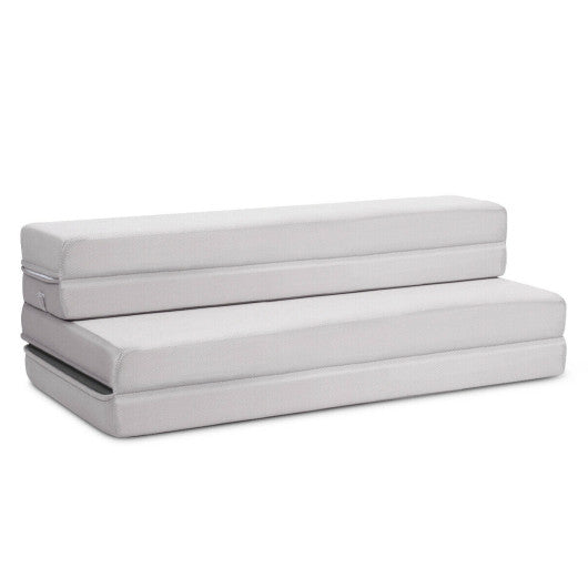 4 Inch Folding Sofa Bed Foam Mattress with Handles-Full XL