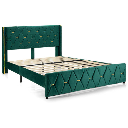 Queen/Full Size Upholstered Platform Bed Frame with Adjustable Headboard-Full Size