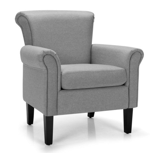 Upholstered Fabric Accent Chair with Adjustable Foot Pads-Light Gray