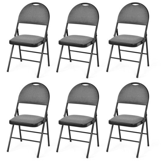 Set of 6 Folding Fabric Upholstered Metal Chairs