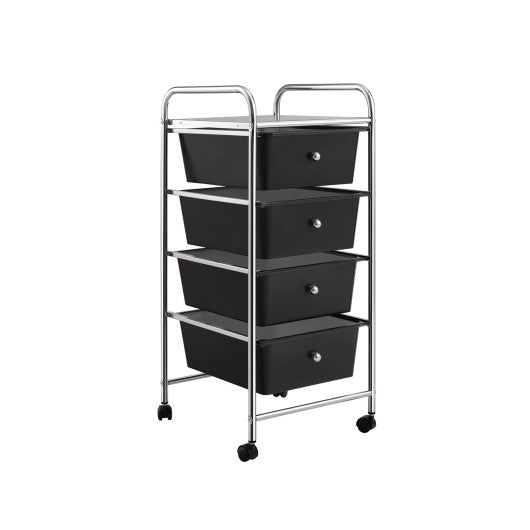 4-Drawer Cart Storage Bin Organizer Rolling with Plastic Drawers-Black