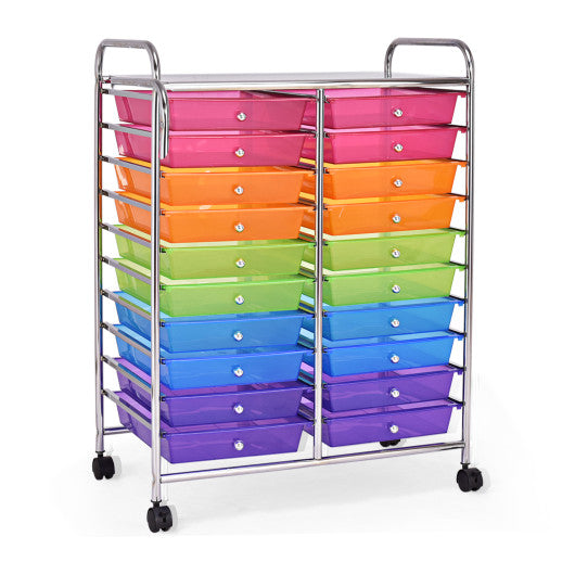 20 Drawers Storage Rolling Cart Studio Organizer-Multicolor