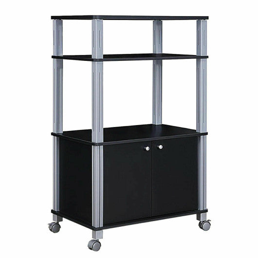 Microwave Rack Stand Rolling Storage Cart-Black