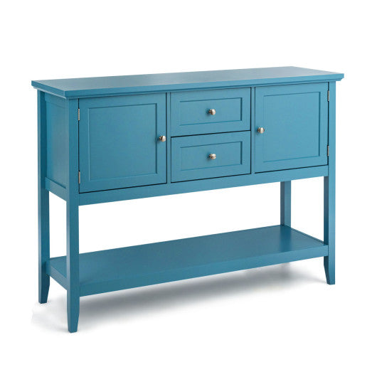 Wooden Sideboard Buffet Console Table with Drawers and Storage-Blue