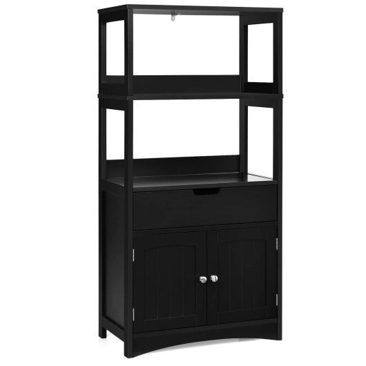 Bathroom Storage Cabinet with Drawer and Shelf Floor Cabinet-Black