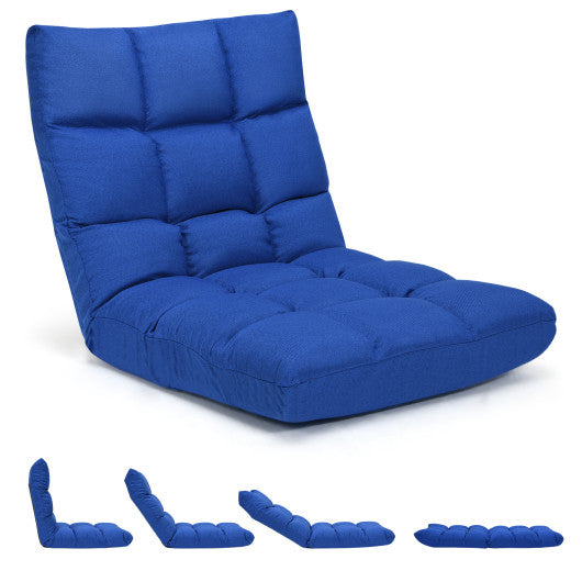 14-Position Adjustable Folding Lazy Gaming Sofa-Blue