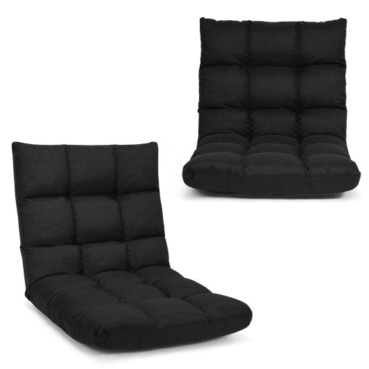 14-Position Adjustable Folding Lazy Gaming Sofa-Black