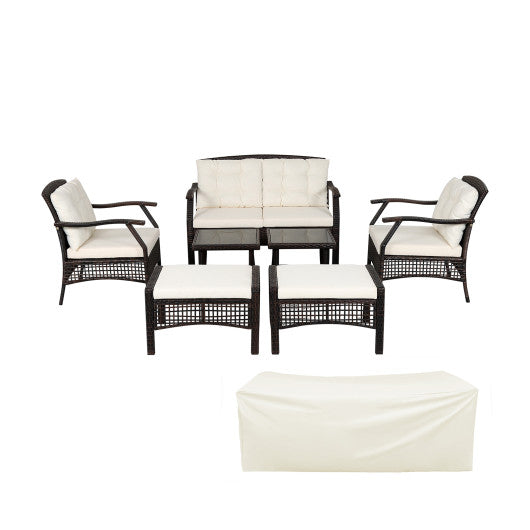 7 Pieces Outdoor Patio Furniture Set with Waterproof Cover