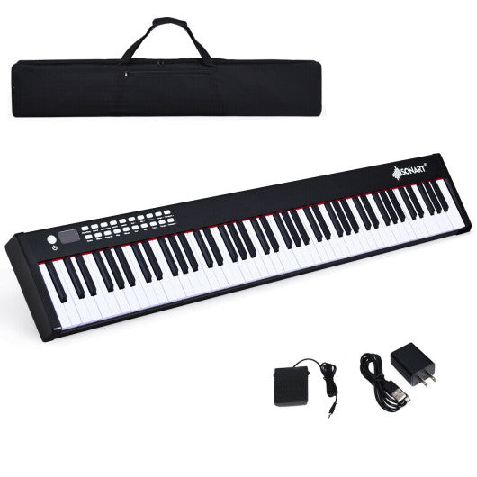 88-Key Portable Full-Size Semi-weighted Digital Piano Keyboard-Black