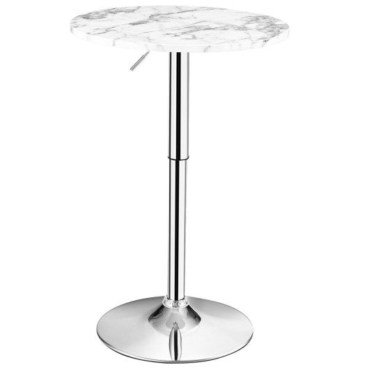 360° Swivel Cocktail Pub Table with Sliver Leg and Base-White