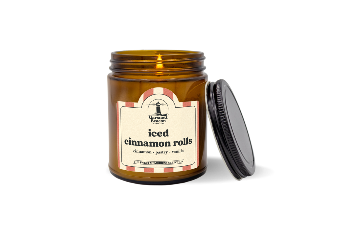 Iced Cinnamon Rolls Candle - Cinnamon, Pastry, Vanilla Scent by Garsnett Beacon Candle Co.