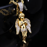 Iced Angel Pendant 14K Gold Plated by Bling Proud | Urban Jewelry Online Store