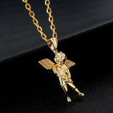 Iced Cupid Angel Pendant 14K Gold Plated by Bling Proud | Urban Jewelry Online Store