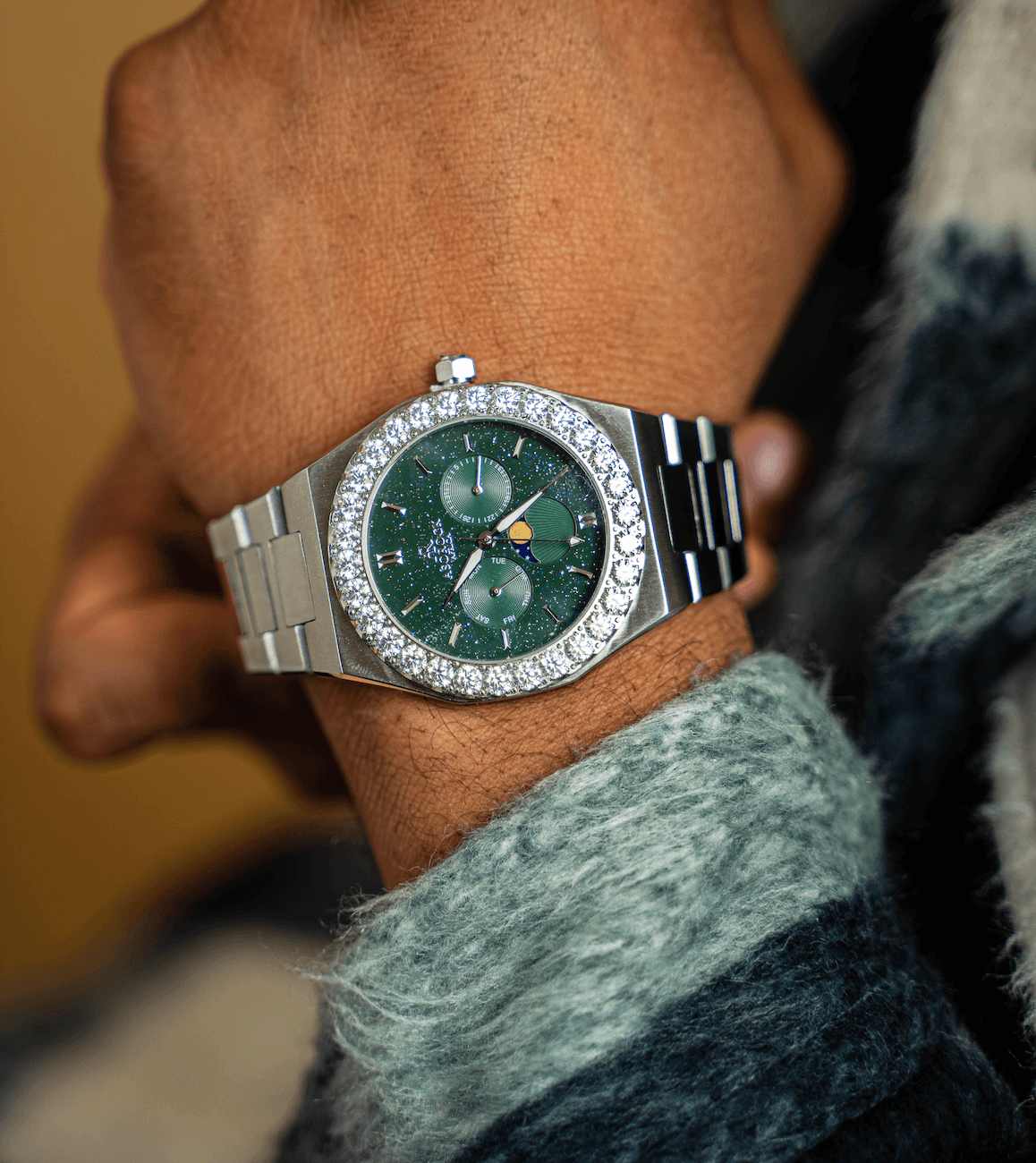 Iced diamond bezel transporter - plain straps by ASOROCK WATCHES