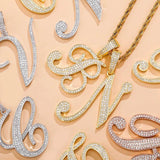 Iced Out Cursive Letters Pendant Necklace by Bling Proud | Urban Jewelry Online Store