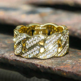 Iced Out Diamond Cuban Link Ring Gold Plated by Bling Proud | Urban Jewelry Online Store