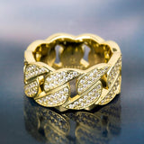 Iced Out Diamond Cuban Link Ring Gold Plated by Bling Proud | Urban Jewelry Online Store