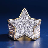 Iced Out Diamond Star Ring 14K Gold Plated by Bling Proud | Urban Jewelry Online Store