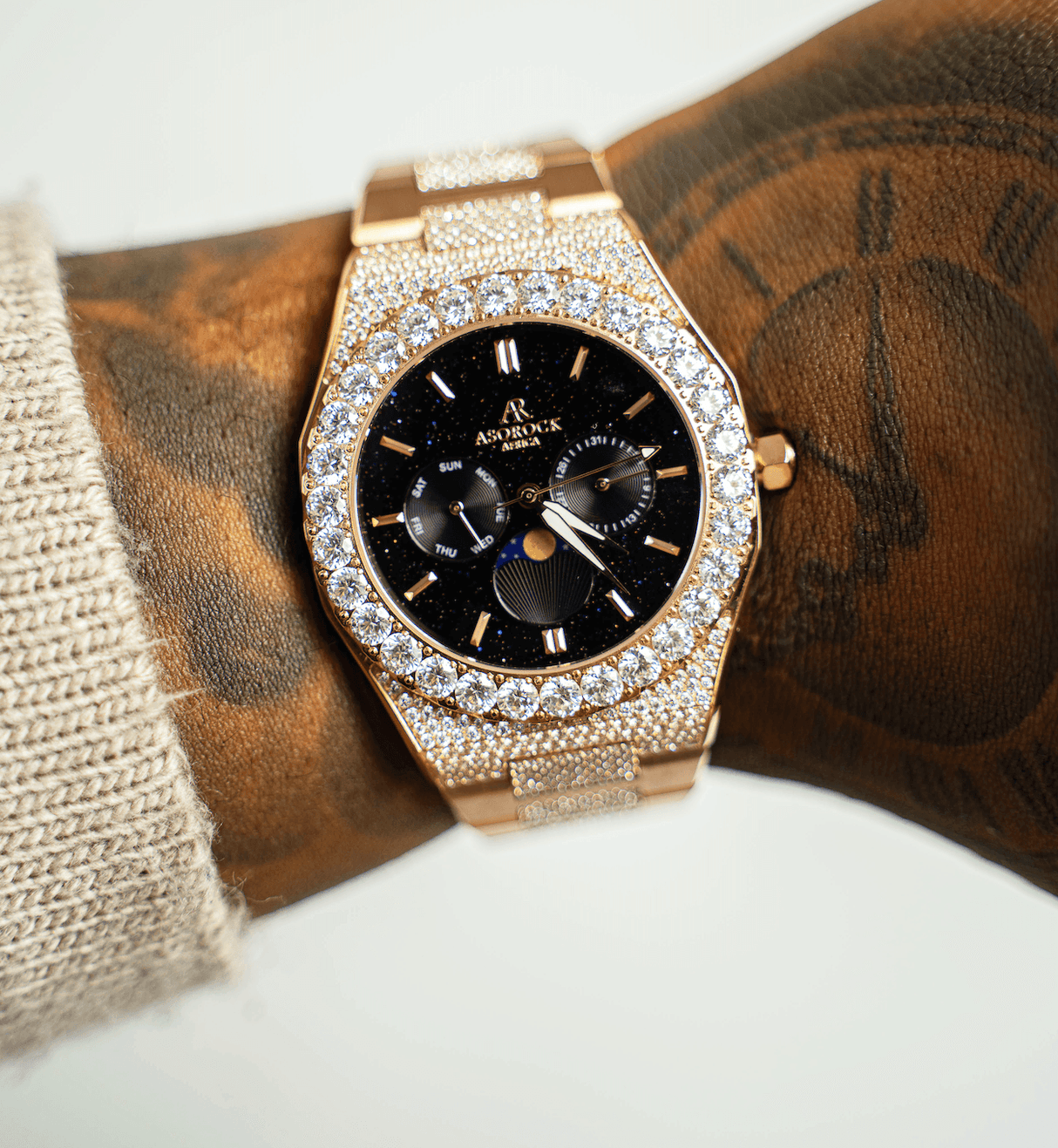 Iced transporter - Big diamond bezel - Half iced strap by ASOROCK WATCHES