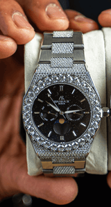 Iced transporter - Small diamond bezel - Half iced strap by ASOROCK WATCHES