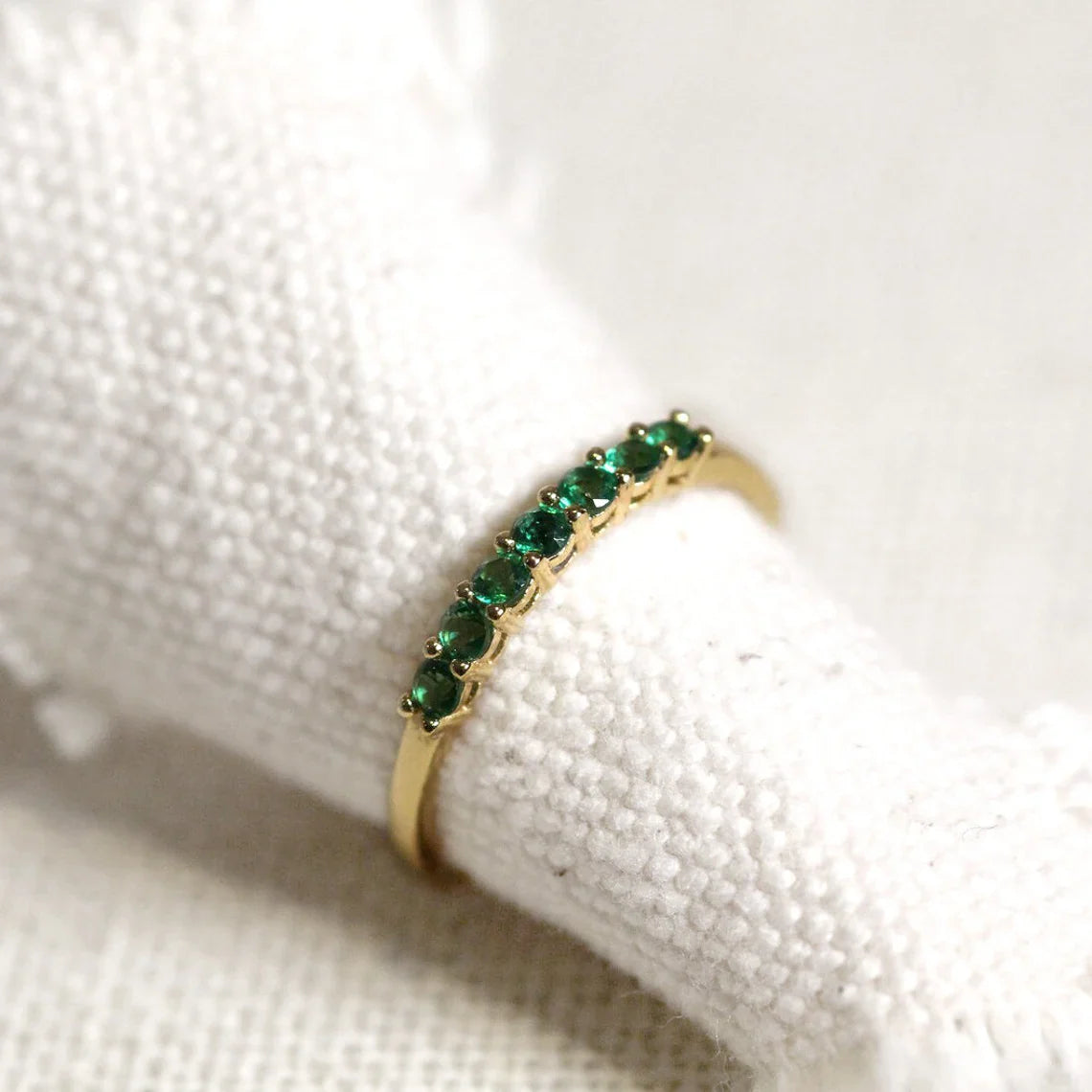 14k Gold Emerald Eternity Ring by VicStoneNYC Fine Jewelry